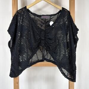 My Pretty Angel Black Overtop Open Weave Popover Top #1324 Size LARGE